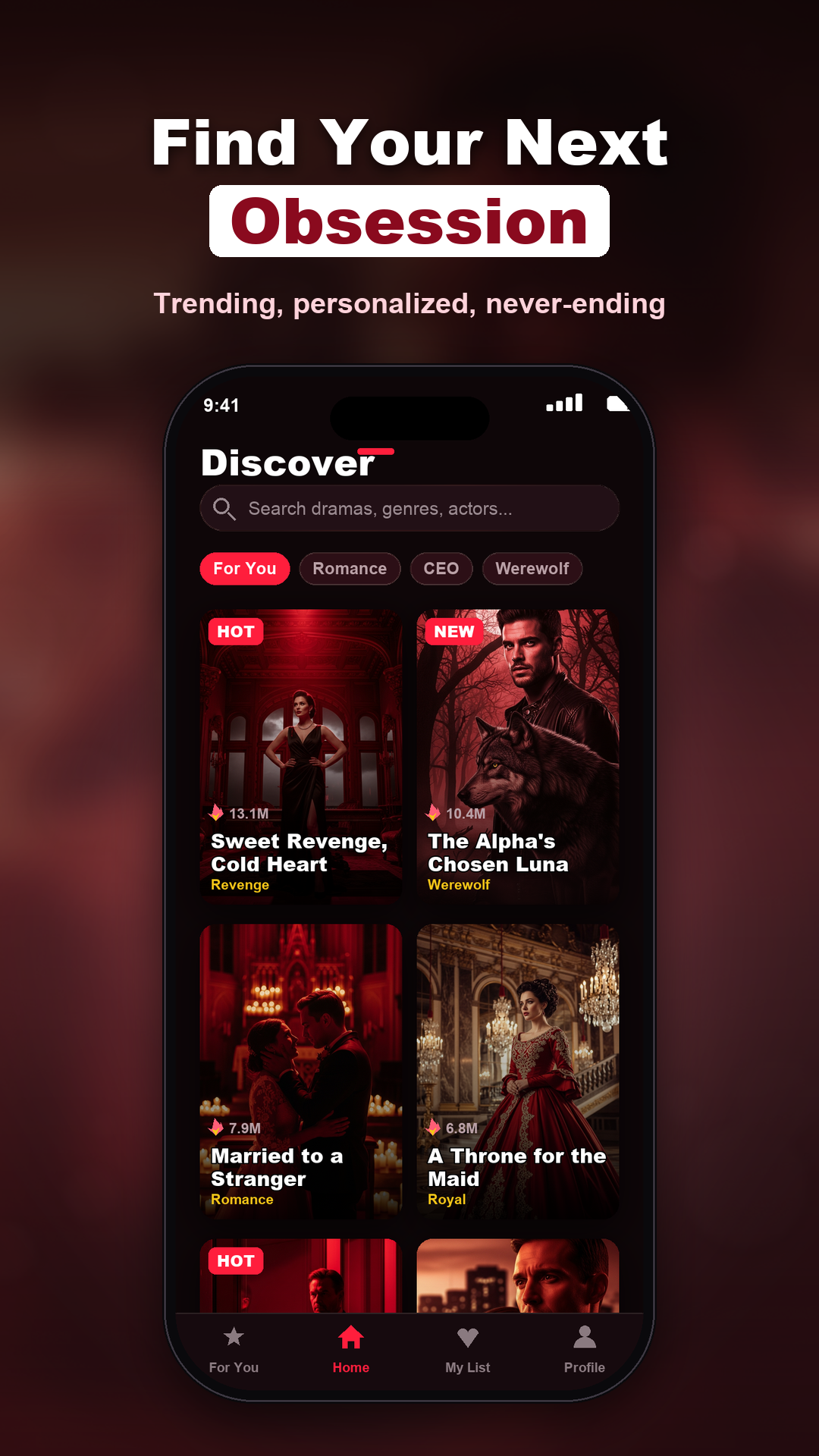 ScarletReel discover screen